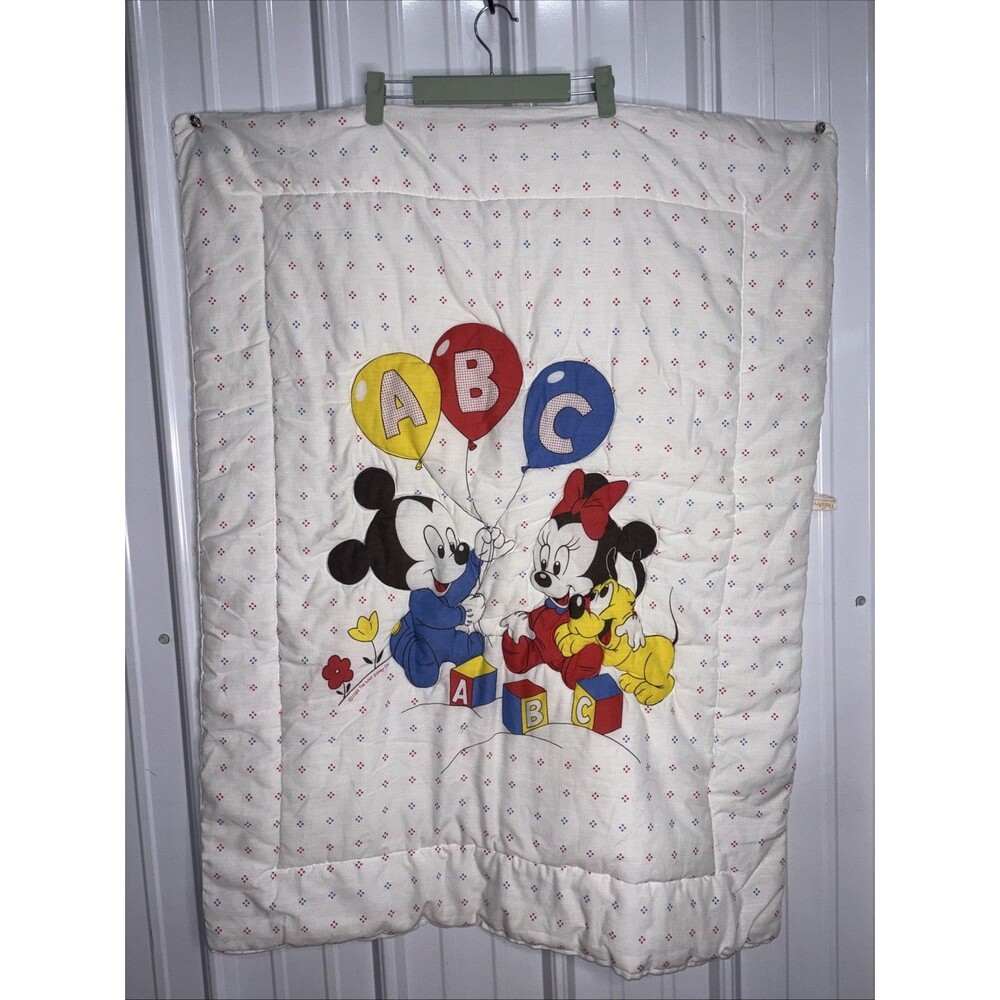 Vintage 1984 Dundee Baby Blanket- Baby Mickey, Minnie, Pluto Made In USA- EUC